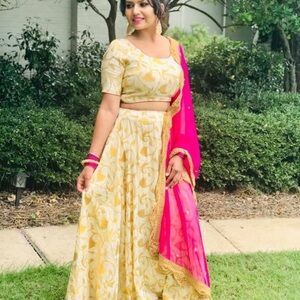 Elegant Yellow Floral Skirt Set